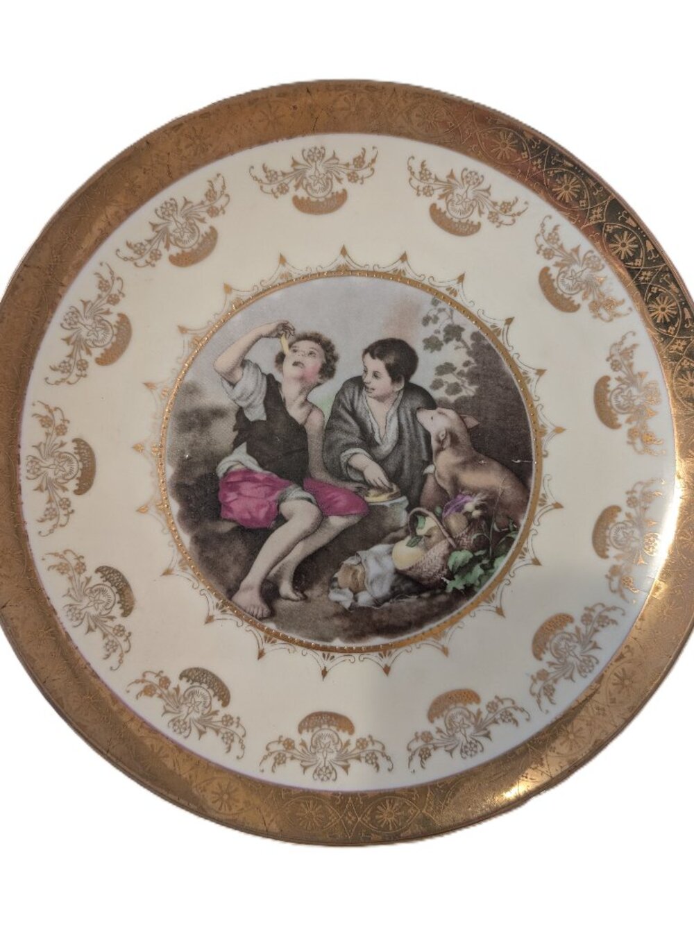 Vintage Royal Carlton Porcelain Plate - Beggar Boys and Dog Scene